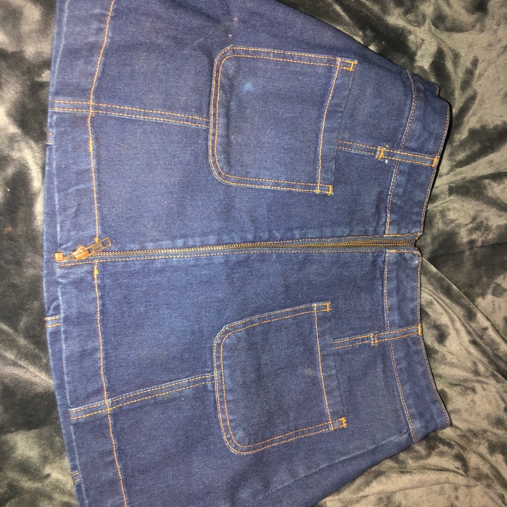 Jean zipper mini skirt